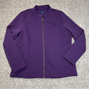 TravelSmith In Transit Purple Full Zip Textured Knit Jacket Women's XL